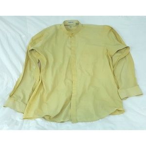 Lucasini Mens Banded Collar Dress Shirt Sz 17 1/2